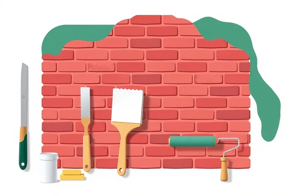 Outils de peinture disposés dans l'ordre des étapes du chantier